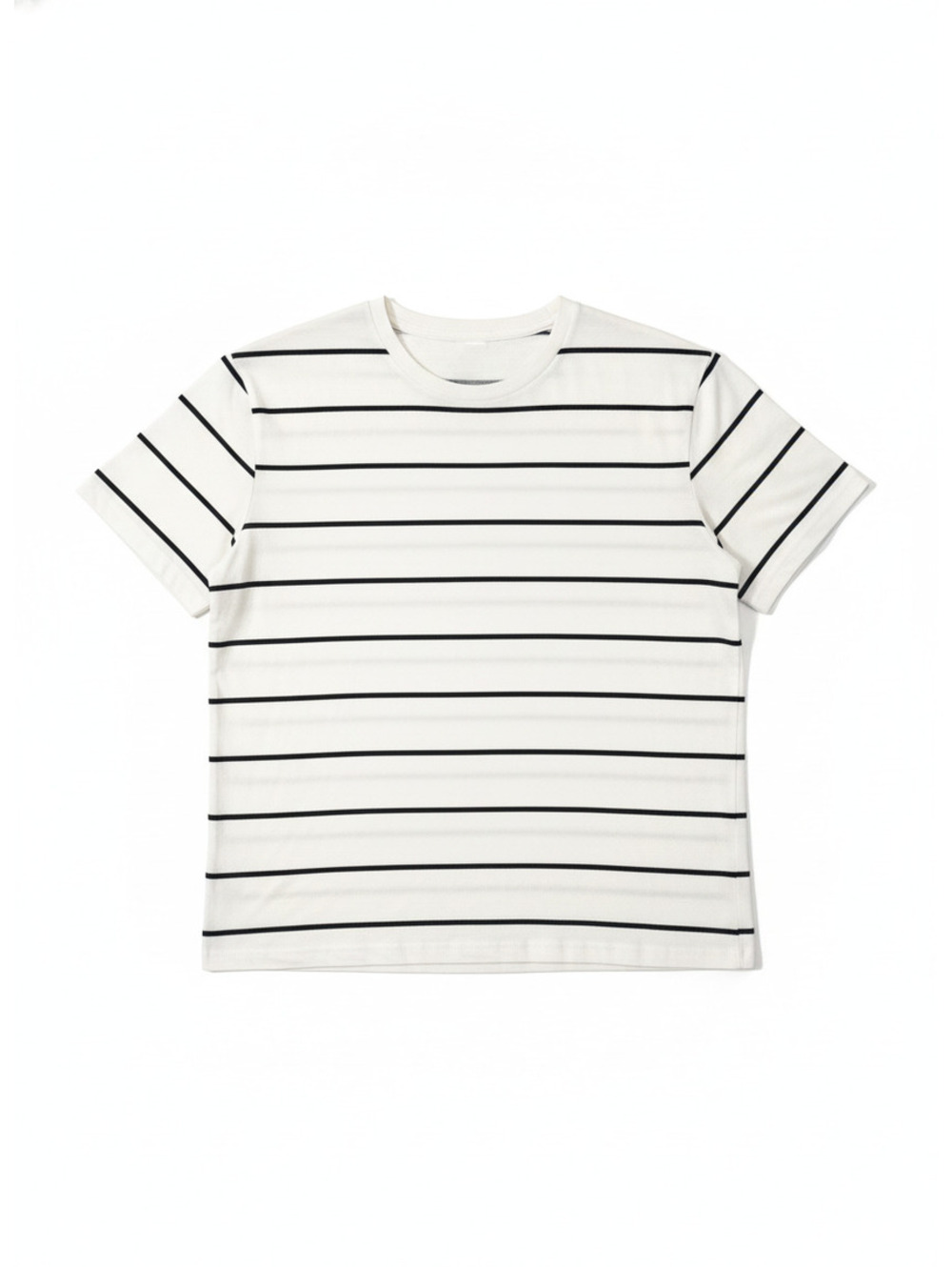 Denim & Flower Men T-Shirt Striped Crew Neck White Black M